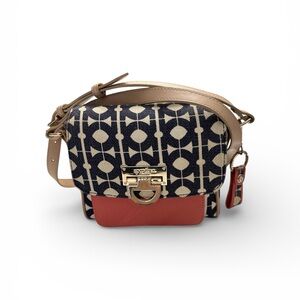 Spartina 449 Leather Purse Shoulder Bag Pink Navy White Daufuskie Island Vintage